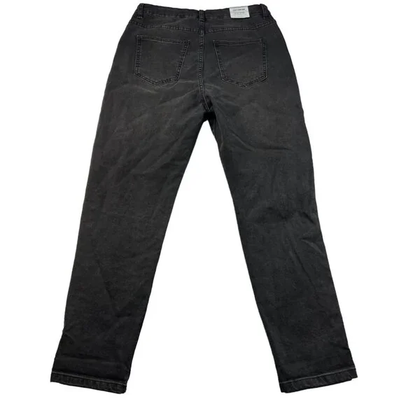 Cotton On Mom Jeans Womens Size 10 Black Denim Stretch Pockets Distressed  New - Picture 2 of 10